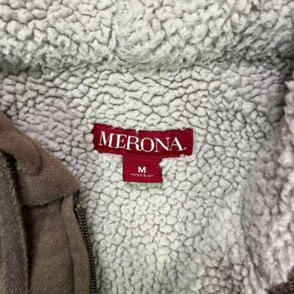 Y2K Sherpa Lined Hoodie Grunge Indie Sleaze Punk Fur Brown Full Zip Size M - Picture 3 of 6